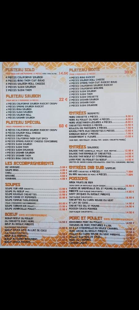 Thaï & Sushi - Menu Image 1